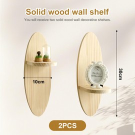 Cyleibe 2Pcs Wooden Wall Shelves, Modern Floating Shelves for Room Decor, Wall Mounted Storage Shelf for Wall, Bathroom, Bedroom, Living Room, Kitchen 30cm