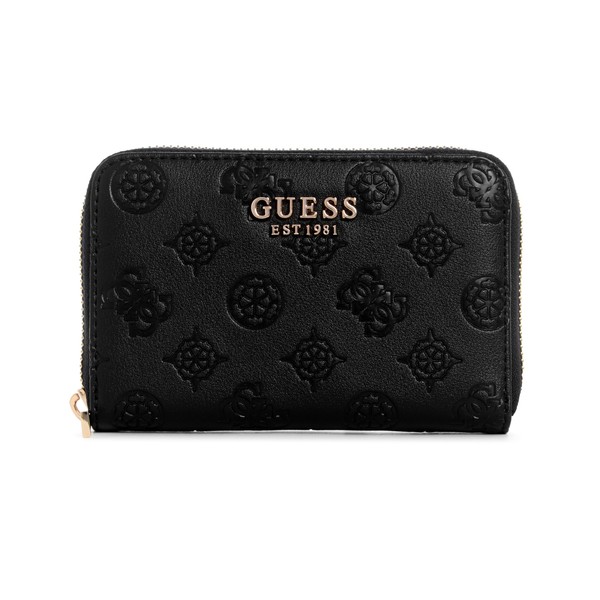 GUESS Phoebe Medium Zip Around Wallet, Black Logo, Black Logo,