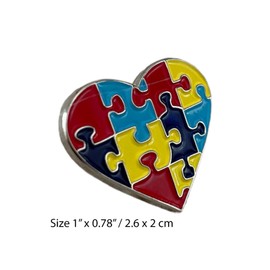 Autism Awareness Colourful Heart Shaped Lapel Pin Badge