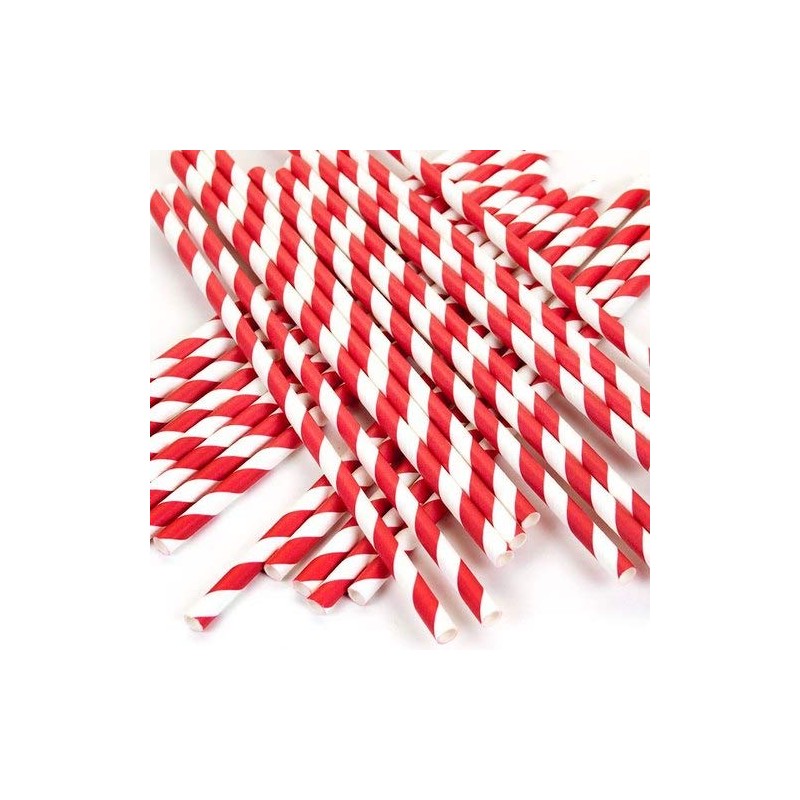 Paper Straws 30Pcs/50Pcs Pack Red and White Stripe Biodegradable Drinking,