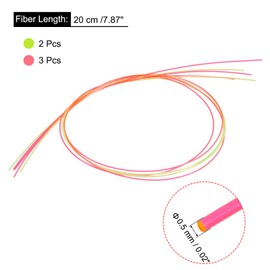 sourcing map Pack of 5 Fibre Optical Rods PMMA for Visor Wire 0.5 mm x 20 cm Red Green 1 Set