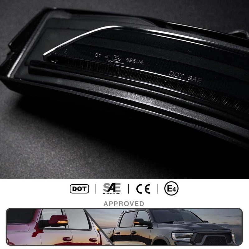 2Pcs Amber Sequential Blink Dynamic LED Side Mirror Marker Lights