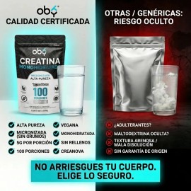 Creatina Monohidratada Micronizada Polvo 100 Alta Pureza Certificada Sabor Disuelve Rápido Scoop Dosificador Pre Entreno Gym Workout Oby Vitaminas