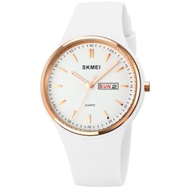 PASOY Fashion Simple Women's Watches Silicone Rose Gold Big Dial Sports Outdoor Watches for Women Analog White Reloj de Mujer