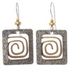 Silver Forest Rectangular Spiral Wire Design Dangle Earrings