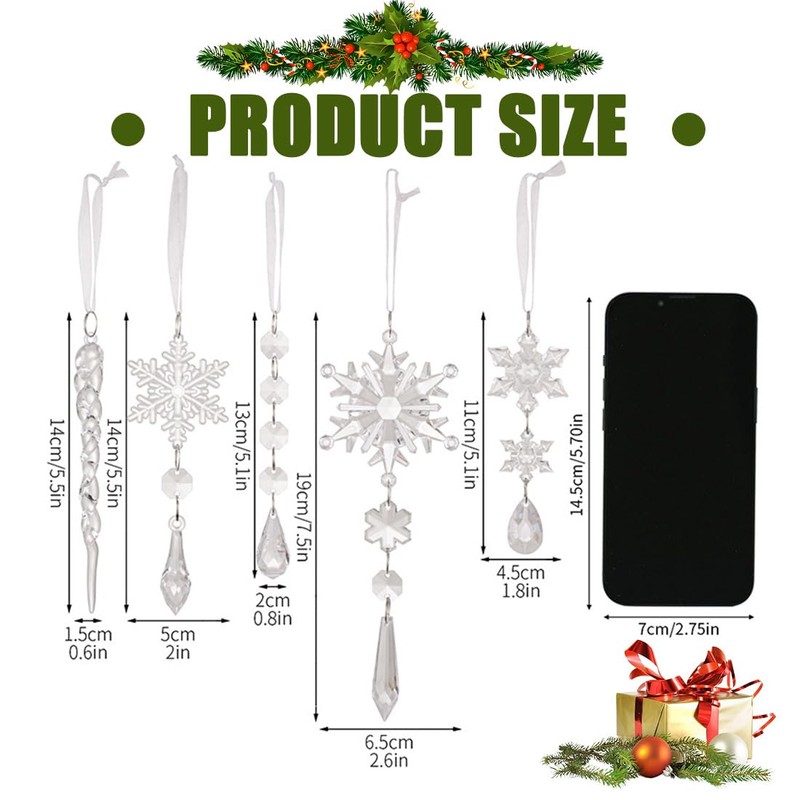 UEAVOID Pack of 5 Diamond Painting Christmas Tree Decorations Icicle