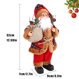 32cm Realistic Santa Claus Figure Standing Traditional Red Santa Claus Figure Xmas Decoration Ornament Doll for Window Table Home Display Christmas Party Decoration Santa Claus A