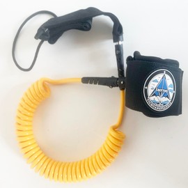 SNYTHS 10ft 7mm TPU Coiled Surf Leash Safety Hand Rope Leg Rope,Flexible Horn Connector，Padded Ankle Strap，Used for Paddleboard,Surfboard Safety Kayak,Fishing Rod Paddle Leash(2 pic Black+Yello)