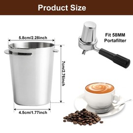 Kaffee Siebträger Dosierbecher Edelstahl, 58mm Kaffeepulver Dosierbecher, Kaffeedosierbecher Pulverzuführungsteil, Kaffeemühle Dosierbecher, Coffee Dosing Cup für Espressomaschine, Silber