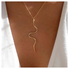 Inilbran Boho Snake Choker Necklace Vintage Snake Pendant Necklace Gold Snake Necklace Minimalist Thin Snake Chain Necklace Jewellery for Women and Girls