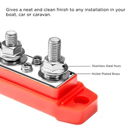 Recoil BL58P-516 Busbar 5 x 5/16” Studs 8 x #8 Screw Terminals Power Distribution Block Bus Bar with Stainless Steel Screws, Pair