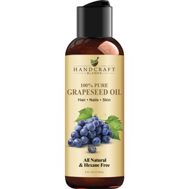 Handcraft Blends Grapeseed Oil - Cold-Pressed 4 Fl Oz - 100% Pure and Natural - Premium Grade Carrier Oil for Skin and Hair - Hair and Body - Massage - Hexane-Free