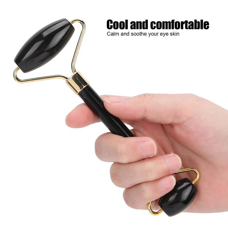3pcs Obsidian Facial Roller Gua Sha Board Therapy Blindfold Beauty