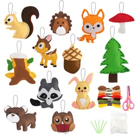 Deepton Children's Sewing Kit, 12 Pieces DIY Felt Sewing Animals from 6 Years, Sewing Children, Forest Animals Sewing with Accessories, Craft Sets for Children, Creative Craft Set for Beginners, Boys