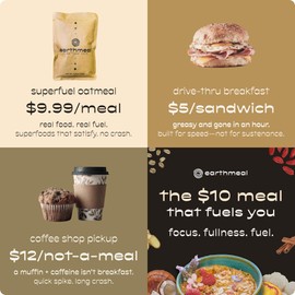 Superfood Oats - 20+ Superfoods, 27 Grams of Fiber, and 14 Grams of Protein Per Serving, Gluten Free High Fiber Oatmeal With Cacao Nibs, Chia Seeds, Cinnamon, Lion’s Mane, Reishi, Ashwagandha – Vegan Superfood Breakfast - Super Fuel (Pack of 10)