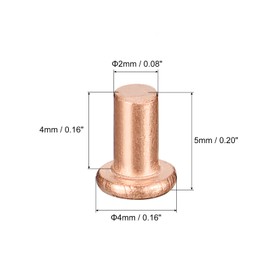 QUARKZMAN Pack of 50 Solid Copper Rivets 5/64 x 5/32 Inch Flat Head Rivets Metal Fasteners for Electrical Applications Leatherwork Supplies