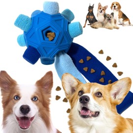 SVIEILLES Furry Fellow Snuffle Ball Interactive Dog Toy with Hidden Treats for Slow Food Training and Playtime Fun Slow Food Training to Relieve Boredom and Stimulating (Blue)
