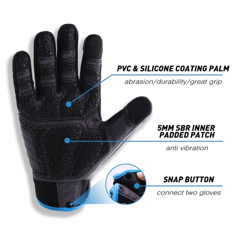 HANDLANDY Anti Vibration Gloves Men Impact Resistant Work Gloves, Padded