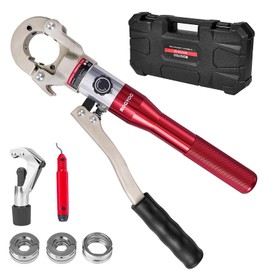 ROGVOC Propress Tool, Hydraulic Pipe Crimping Tool with 1/2, 3/4, 1 Inch Jaw for Copper Tube Press Crimper Pressing Pliers, Pipe Cutter and Deburring Kit
