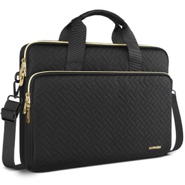 DOMISO 17.3 inch Laptop Sleeve Case Water-Resistant Computer Cover Bag with Detachable Shoulder Straps for HP, Dell, Asus Notebook,Black