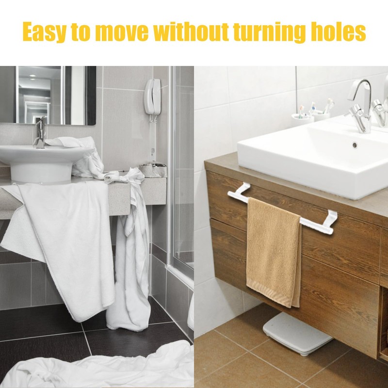 Coufce 2 Pack 9 Inch Towel Holder, White Bathroom Towel