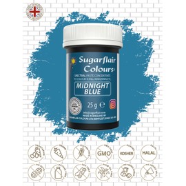 Sugarflair Spectral Midnight Blue Lebensmittelfarbe Paste, hochkonzentrierte Lebensmittelfarbe für Buttercreme, Zuckerpaste, Royal Icing, Kuchenmischungen und mehr! Lebensmittelfarbstoff - 25g