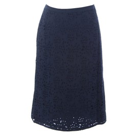 BODEN Women's Broderie Pencil Skirt, Navy, US 10R