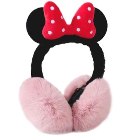 LOTGET Cute Bowknot Earmuff, Cartoon Plush Winter Warm Ear Muff Outdoors Ear Muffs for Women Girls Ear Cover Anti-Cold Ear Protector (Pink)