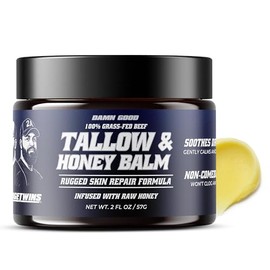 The Hodge Twins Raw Wildflower Honey Balm, Grass-Fed Beef Tallow Moisturizer for Body and Face, 2 Oz, Non Comedogenic Hydrating Skin Balm