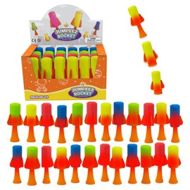 IPIDIPI TOYS Jumpeez LED Jumping Rocket Poppers – 24-Pack Light Up Spring Launcher Toys for Kids – Ideal Stocking Stuffers for Kids, Birthday Party Favors, Goodie Bag School Prizes for Boys & Girls