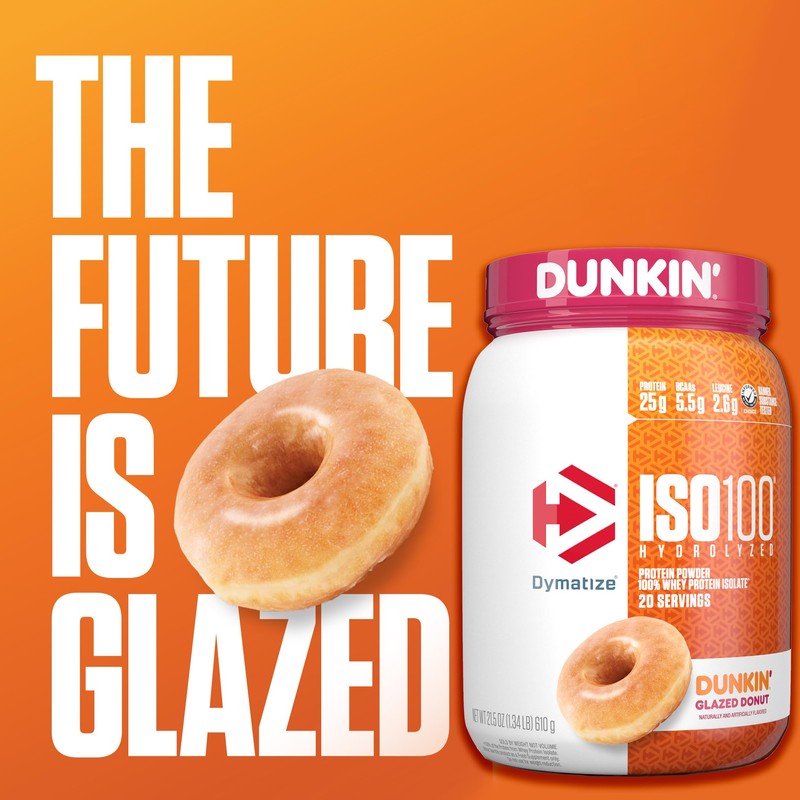 Dymatize x Dunkin' Glazed Donut ISO100 Whey Protein Powder, 25g