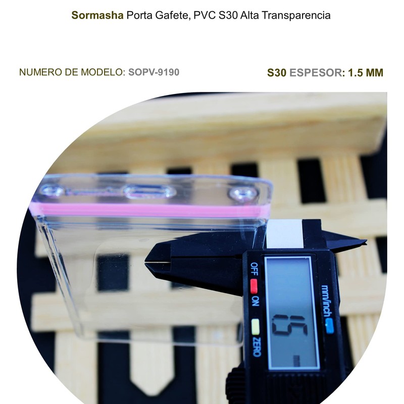 Sormasha Porta Gafete o Credencial, PVC Alta Transparencia Calibre S30