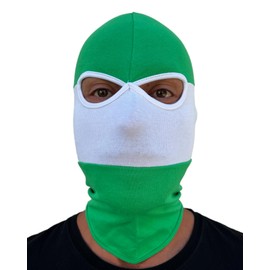 PGWEAR Balaclava Stripes and Plain in Black White Red Blue Yellow Green Camo I Mask Balaclava I Ultras Ski Hooligans Paintball, green/white, Unit size