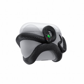The Snake Case Decorative Compatible with AirPods 4 Generation. HaloMyyth Creative Aesthetic 3D Snake Case, Gemstone Light-Up Head, Detail Sculpting, Case Compatible with AirPods 4 th, Mystery Black