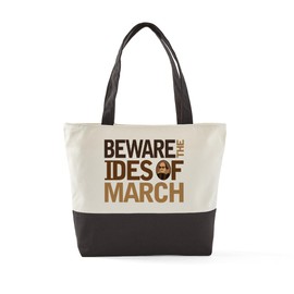 CafePress Beware Ides Of March Brown W Head Canvas Tote Top Zipper Closure