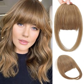 Clip in Bangs, JWLFLOWXISS Real Human Hair Bangs 3 Secure Clip on Bangs Hair Extensions Fringe with Temples Hairpieces Thick Volume Bangs for Women Daily Wear