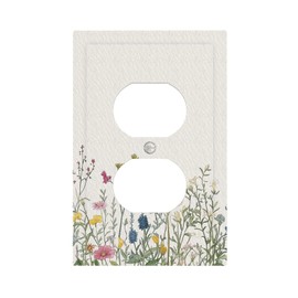 CZRPKEN Decorative Outlet Covers Farmhouse Wildflower Floral Rustic Watercolor Flower Plant 1 Gang Duplex Light Switch Cover Plate Wall Plates For Electrical Outlets Electrical Switchplate Face Plate