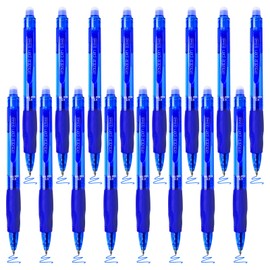 BAYTORY 16Pcs Clicker Erasable Gel Pens, 0.5mm Retractable Fine Point Black Ink Rub Out Pen, Writhing Comfortable to Use for Taking Marking Planner Crossword Puzzles (Blue)
