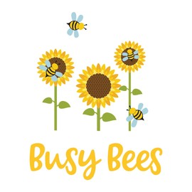 Children Busy Bees Cute Flower Wall Decal Decoration Blooming Nature Field Bee's Vinyl Wall Decal Lasts Years and Easily Removable - Size: 24 in(W) x 30 in(H)