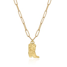 HUASAI Cowgirl Necklace Sparkly Rhinestone Star Western Cowgirl Boot Charm Necklace Stackable Necklaces Set Country Concert Outfits