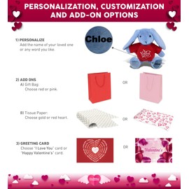 DolliBu I Love You Super Soft Baby Blue Rabbit Plush- Stuffed Blue Rabbit Animal with Red Shirt for Valentine, Anniversary, Romantic Date, Boyfriend, or Girlfriend Gift - 8 inches