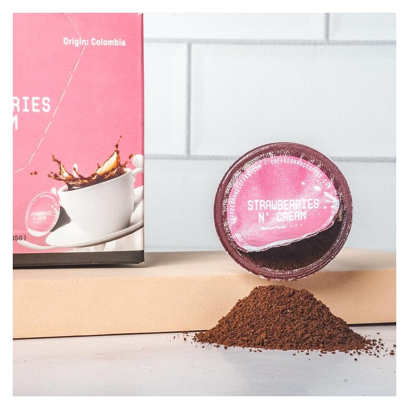 Premium Blend Coffee Brand KCups with Strawberry Cream Flavored Coffee