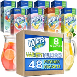 Wyler's Light Wyler's Light Drink Mix Packets - 8 Pitcher Packs (12qt) - Lemonade, Kiwi Strawberry, Pink Lemonade, Fruit Punch, Raspberry, Strawberry, Grape, Peach Iced Tea - In a Singles to Go Box