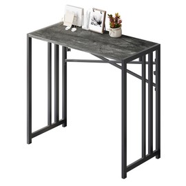 EMODA 40 inch Folding Desk No Assembly Required Home Office Desk Study Writing Gaming Computer Table, Gray Marble