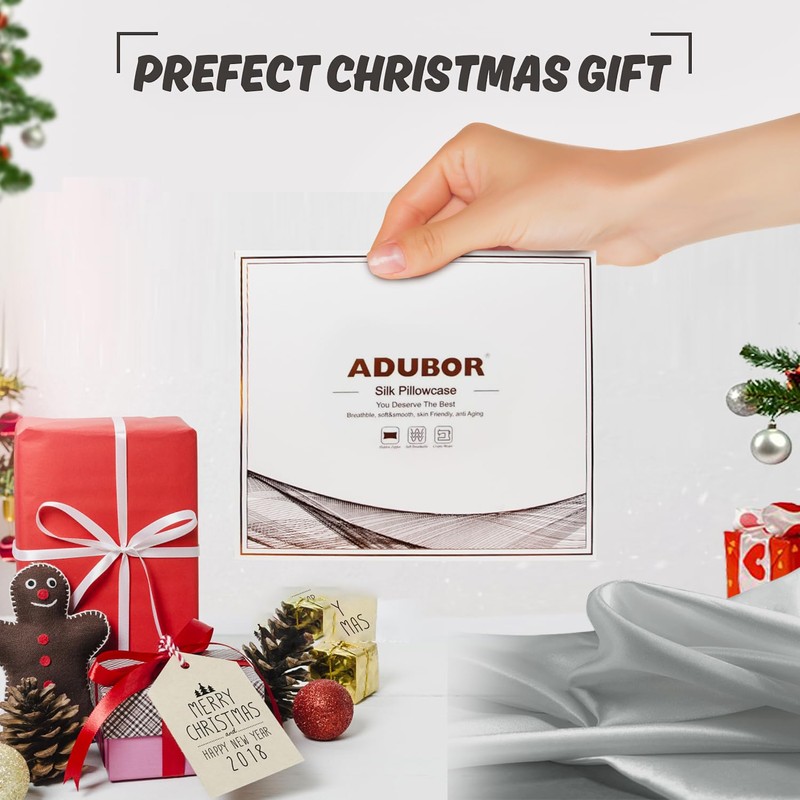 Adubor Silk Pillowcase for Hair and Skin with Hidden Zipper,