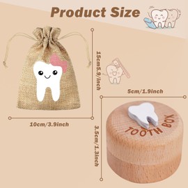 STSAIL 3D Carved Tooth Fairy Box With Bag - Wooden Keepsake Holder for Kids' Lost Teeth - Toddler Gift