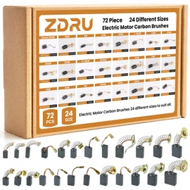 ZDRU 72Pcs Electric Motor Carbon Brushes Set, 24 Different Sizes Replacement Repair Kit for Various Electric Tools and Motors
