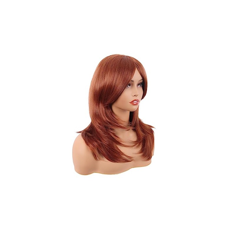 MapofBeauty 20 Inch Long Layered Straight Shoulder Length Wig,Ginger Orange