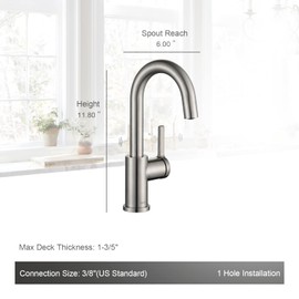 AguaStella AS1010SS Stainless Steel Bar Faucet or Prep Kitchen Sink Faucet with Single Handle