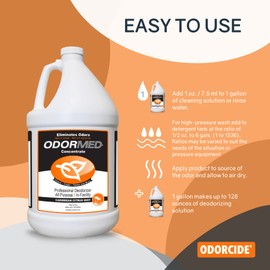 ODORMED Odor Eliminator Concentrate – Pet Odor Eliminator for Strong Odor on Floors, Walls, Cages & More – All-Purpose Carpet Deodorizer w/Safe, Non-Enzymatic Formula (1 Gal, Caribbean Citrus Mist)